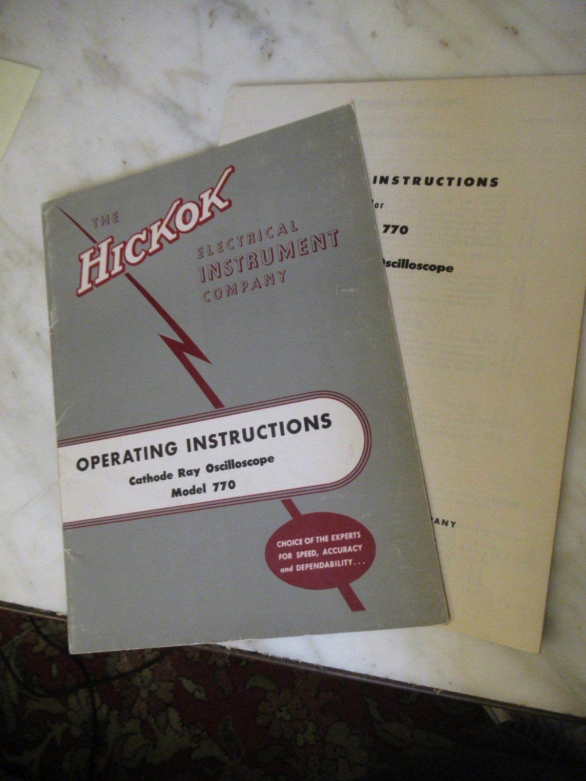HICKOK MODEL 770 CATHODE RAY OSCILLOSCOPE MANUAL - ORIGINAL
