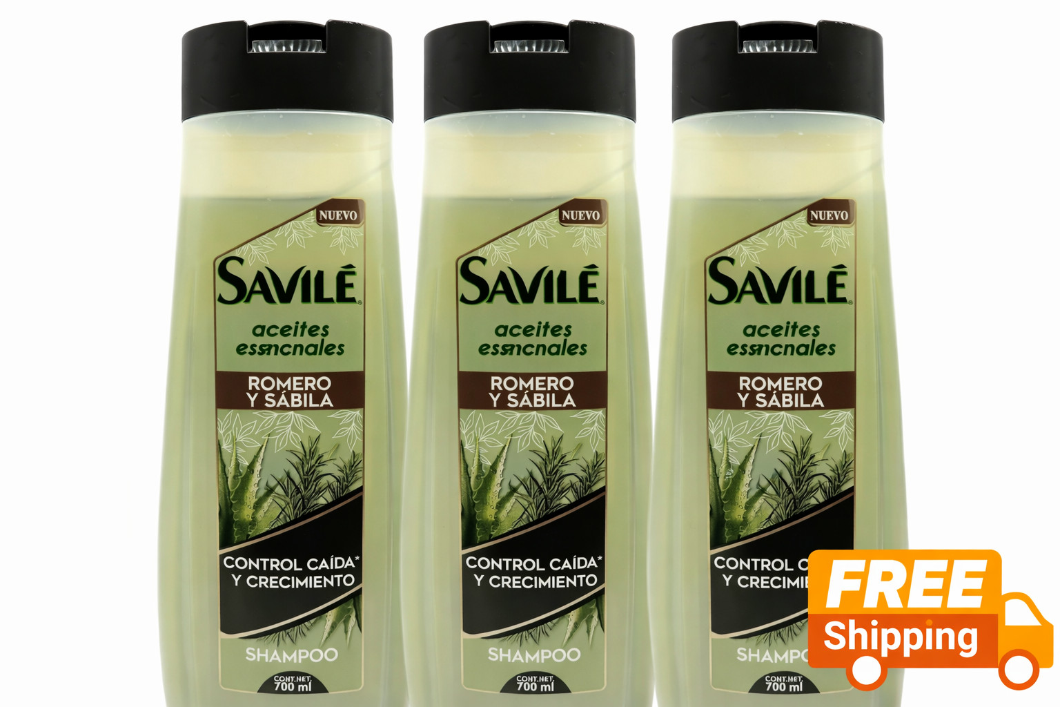 3 PACK SAVILE shampoo 700 ml ROMERO Y SABILA control caida y crecimiento