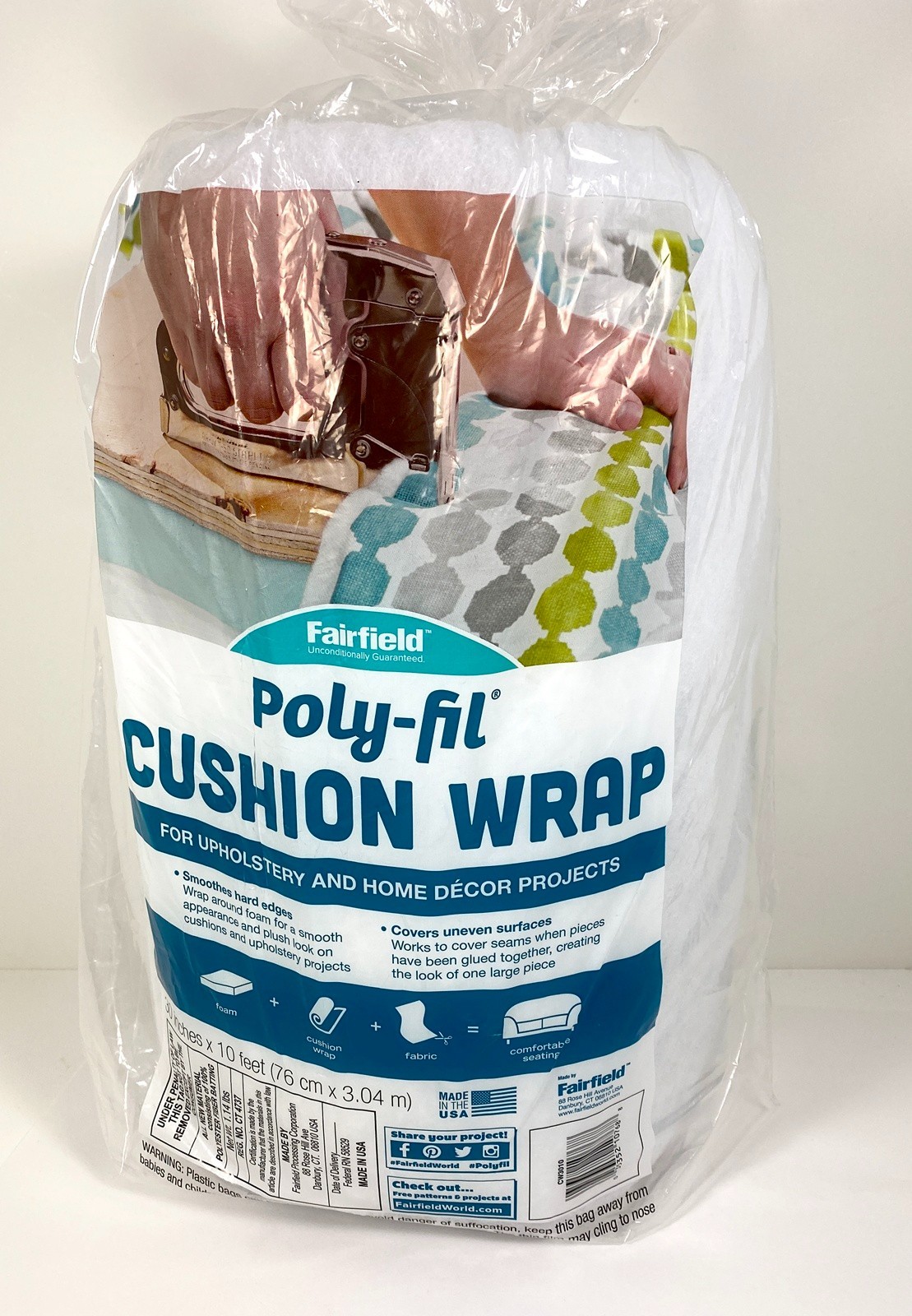 Fairfield Poly-fil Cushion Wrap 100% Bonded Polyester Batting for Upholstery