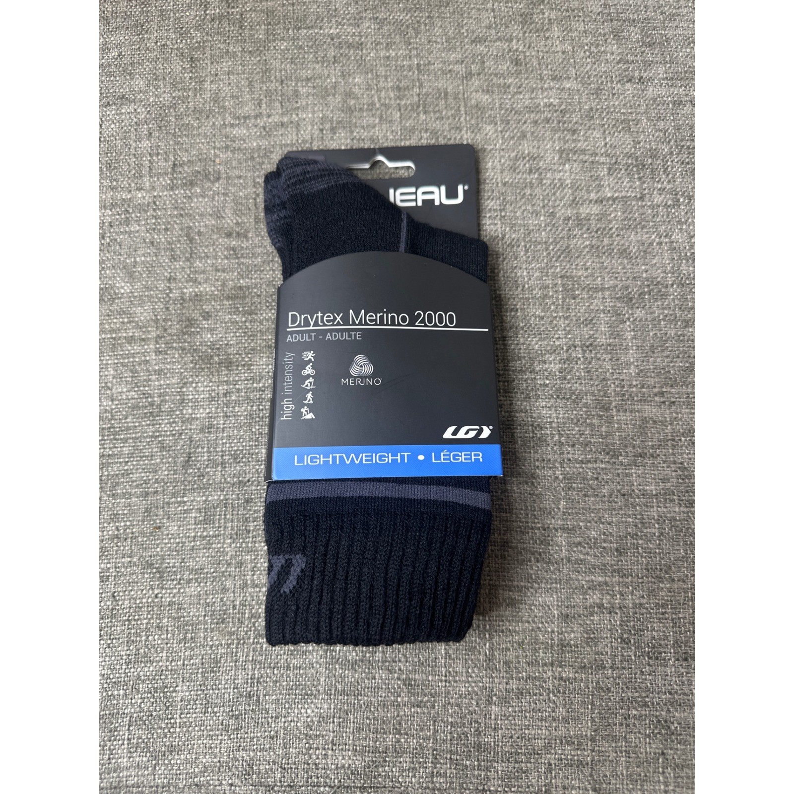 Louis Garneau Drytex Merino 2000 Cycling Socks Black Charcoal Adult Small
