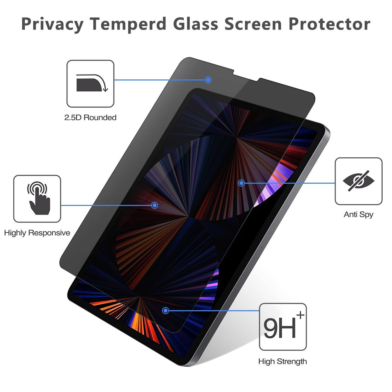 DIEBI Privacy Screen Protector for Samsung Galaxy Tab A9 Plus 11 transparent