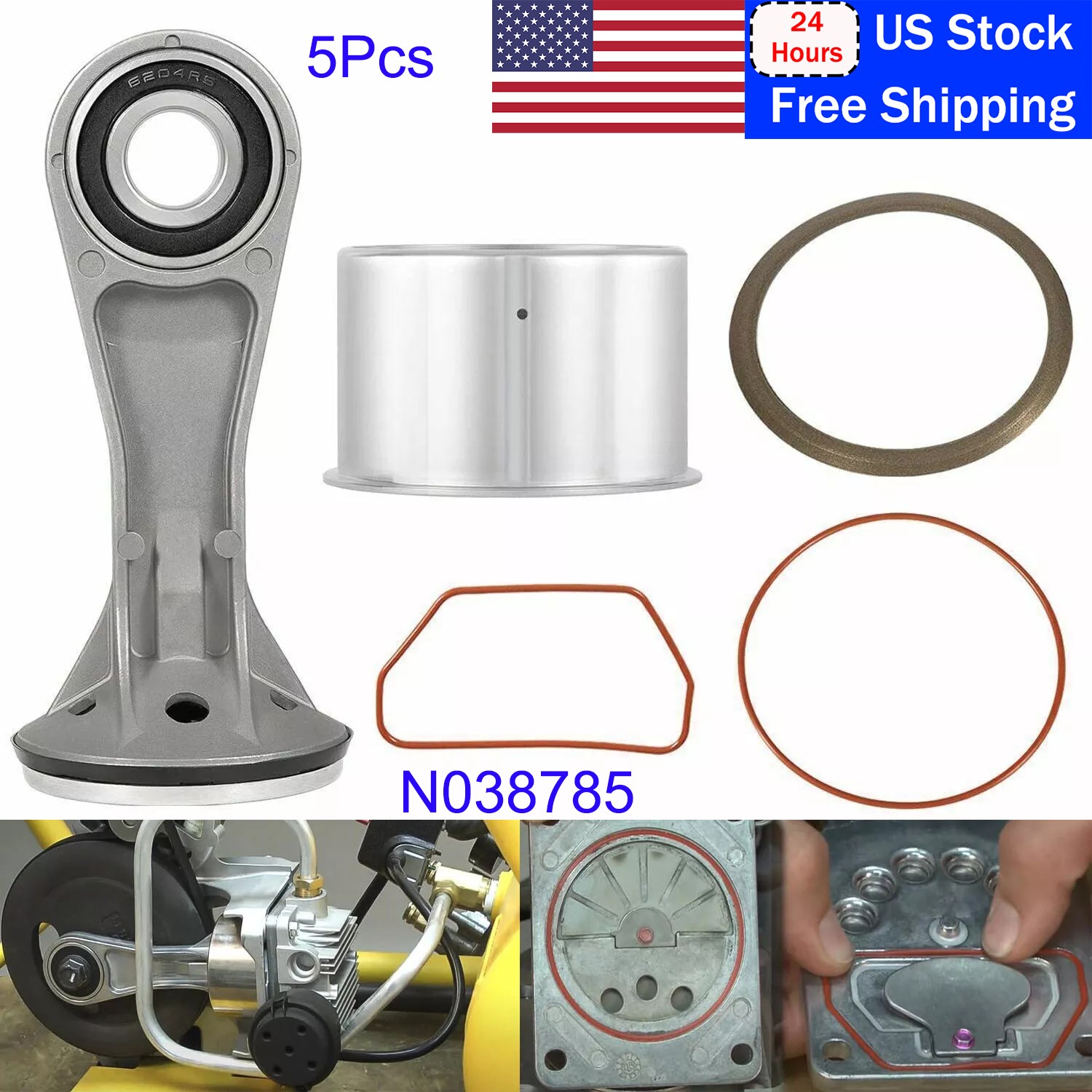 N038785 Air Compressor Piston Kit 2-7/8" for DeWALT Models D55146 D55167 D55168
