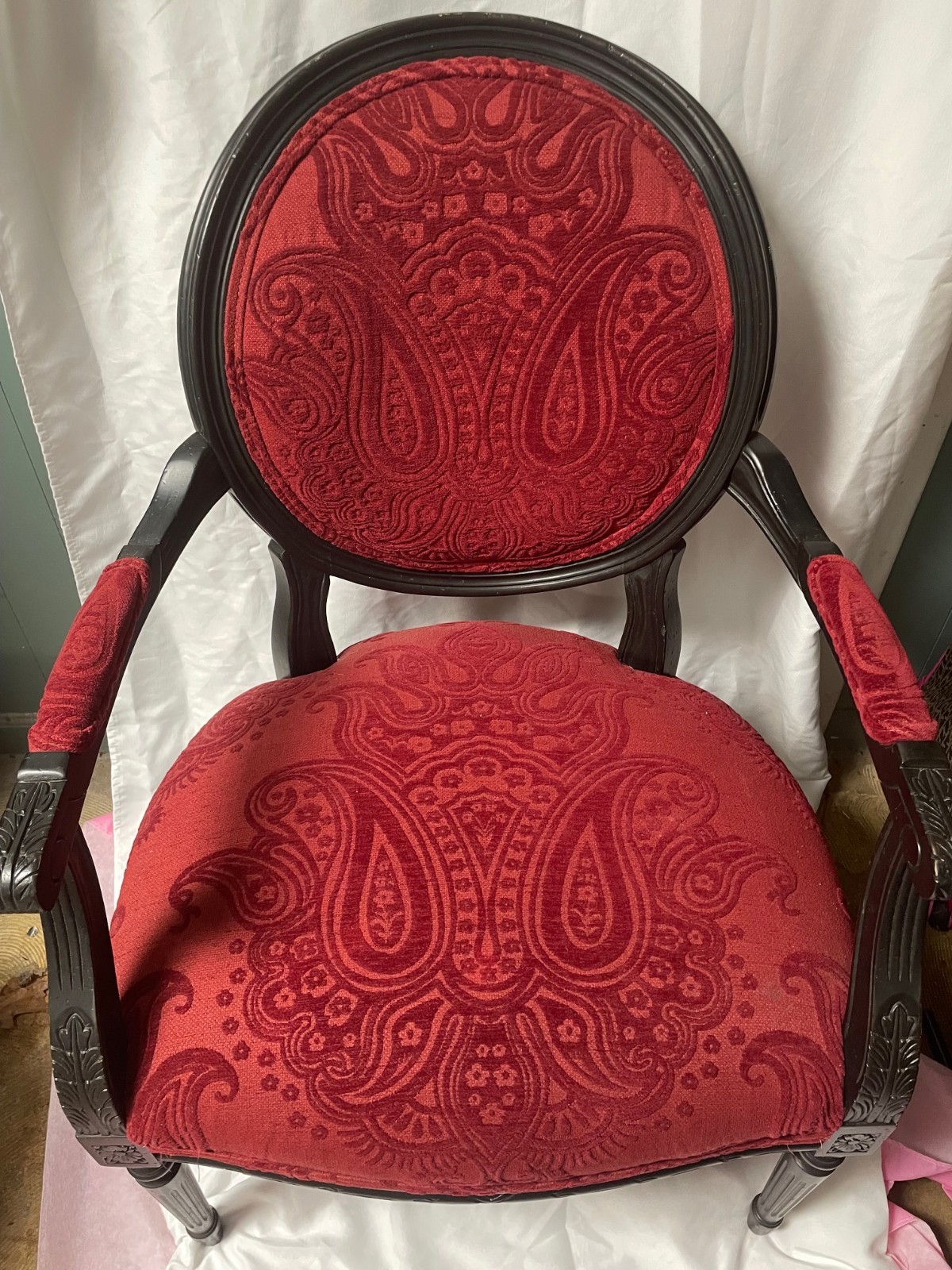 Bohemian accent chair with velvet flocked seat large style