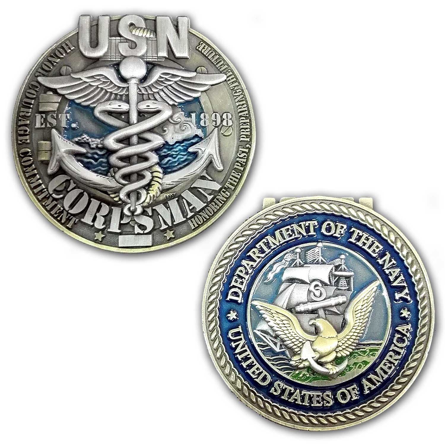 US Navy Corpsman Rate Caduceus Anchor Navy Veteran Collectible Challenge Coin