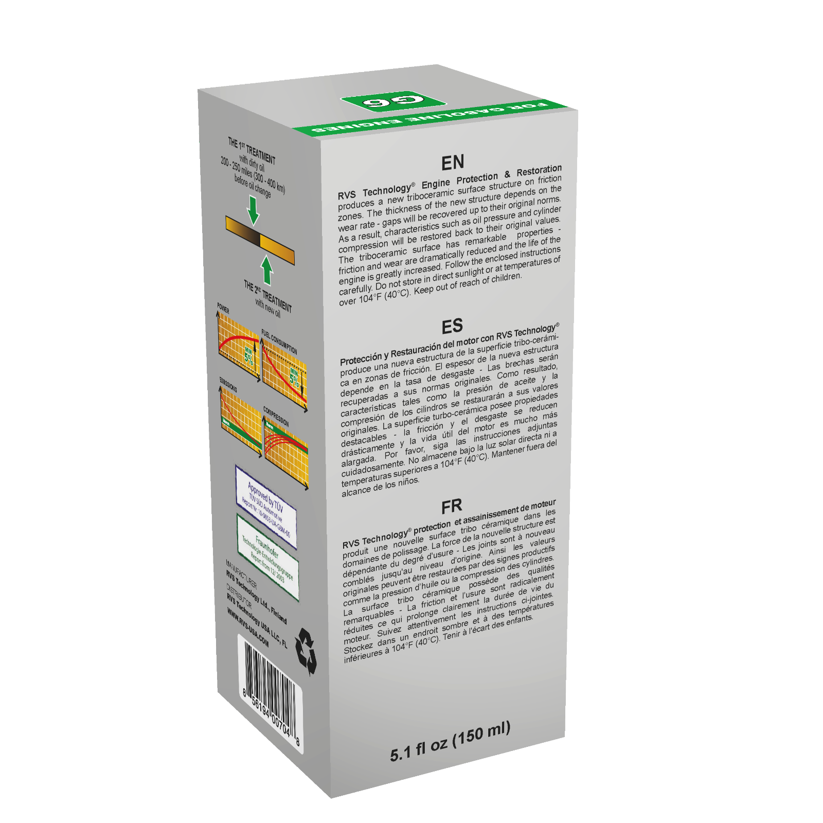 RVS Technology G6 engine treatment. Restore your engine, increase fuel economy!