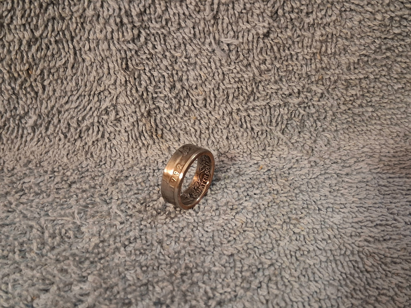 1992 Handcrafted Washington Quarters coin ring, size 6 #2