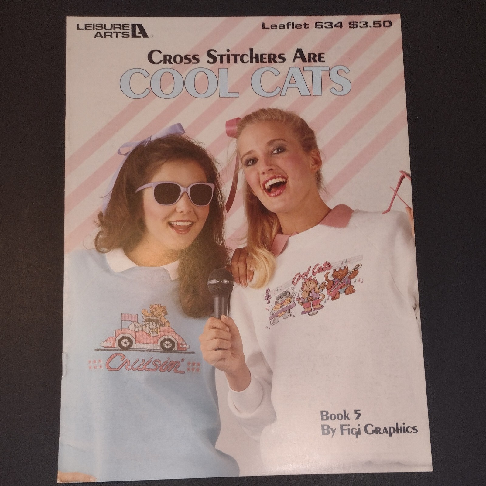 Cross Stitchers Are Cool Cats Waste Canvas Leisure Arts Leaflet  #634  VTG 1988