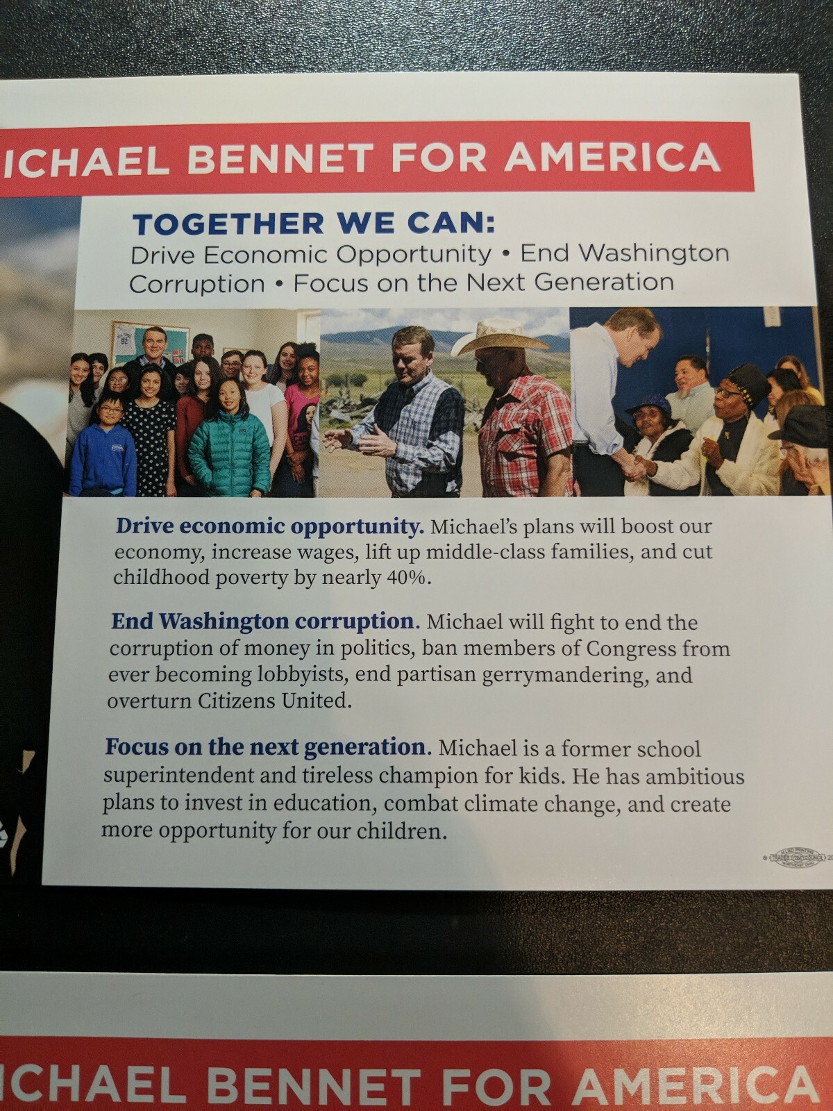 Michael Bennett Campaign Flyer President 2020