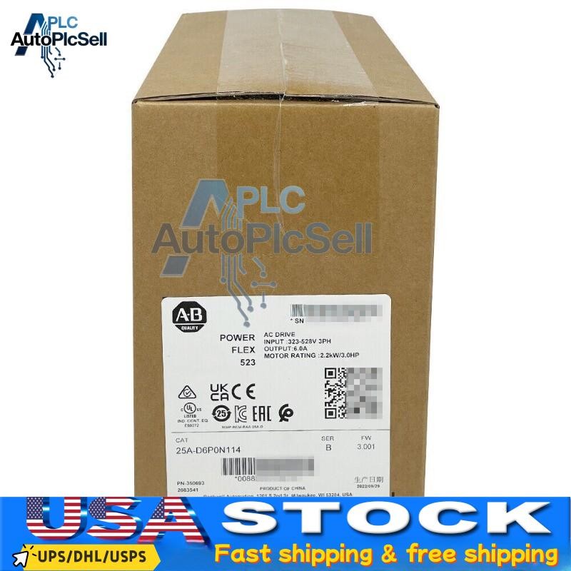Allen-Bradley 25A-D6P0N114 PowerFlex 523 2.2kW (3Hp) AC Drive Surpl US Free Tax