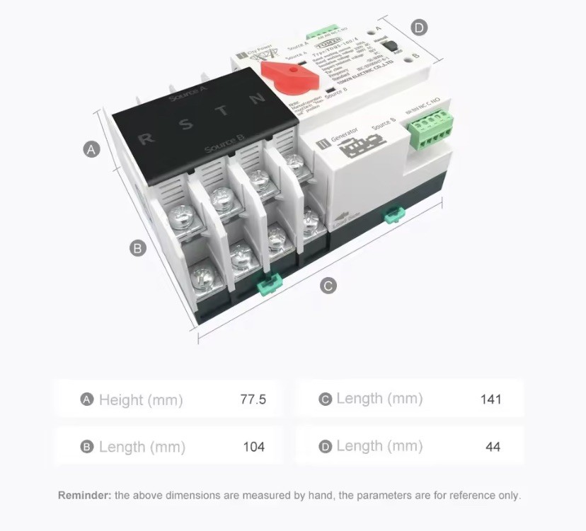 125A Dual Power Automatic Transfer Switch 4P Solar Compatible/Millisecond-Level