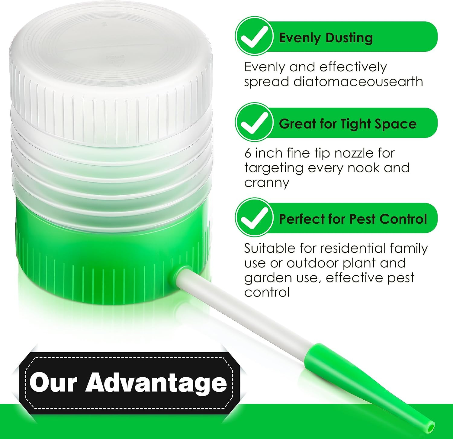 Hand Puffer Dust Insect Bedbug Roach Insect Duster With Extension Nozzle 6 NEW