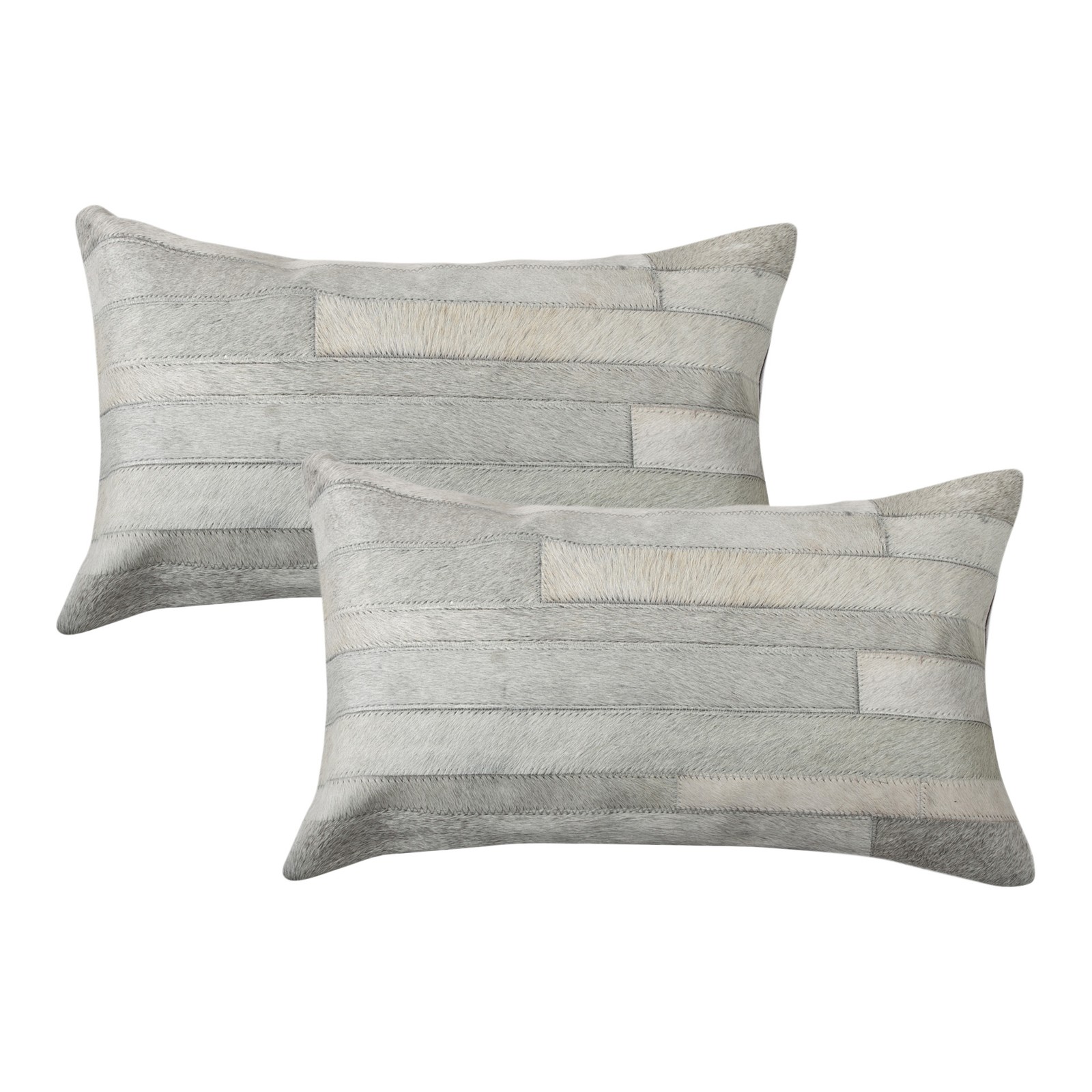 Natural Torino Madrid Cowhide Pillow | 2-Pack | Grey | 12"x20"