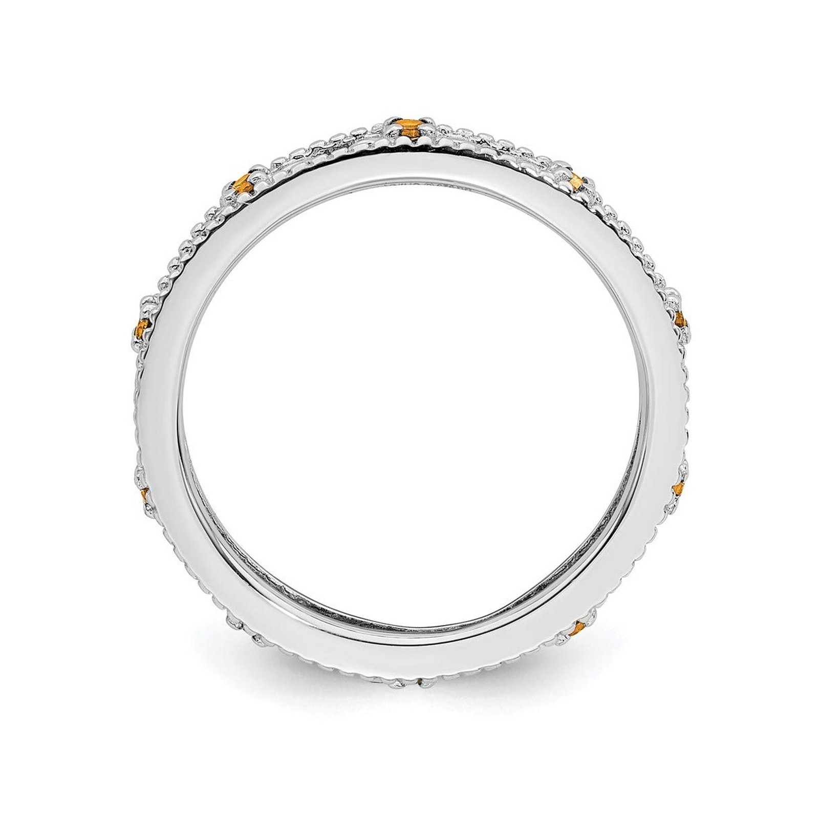 Solid Sterling Silver Stackable Expressions Citrine Ring 9