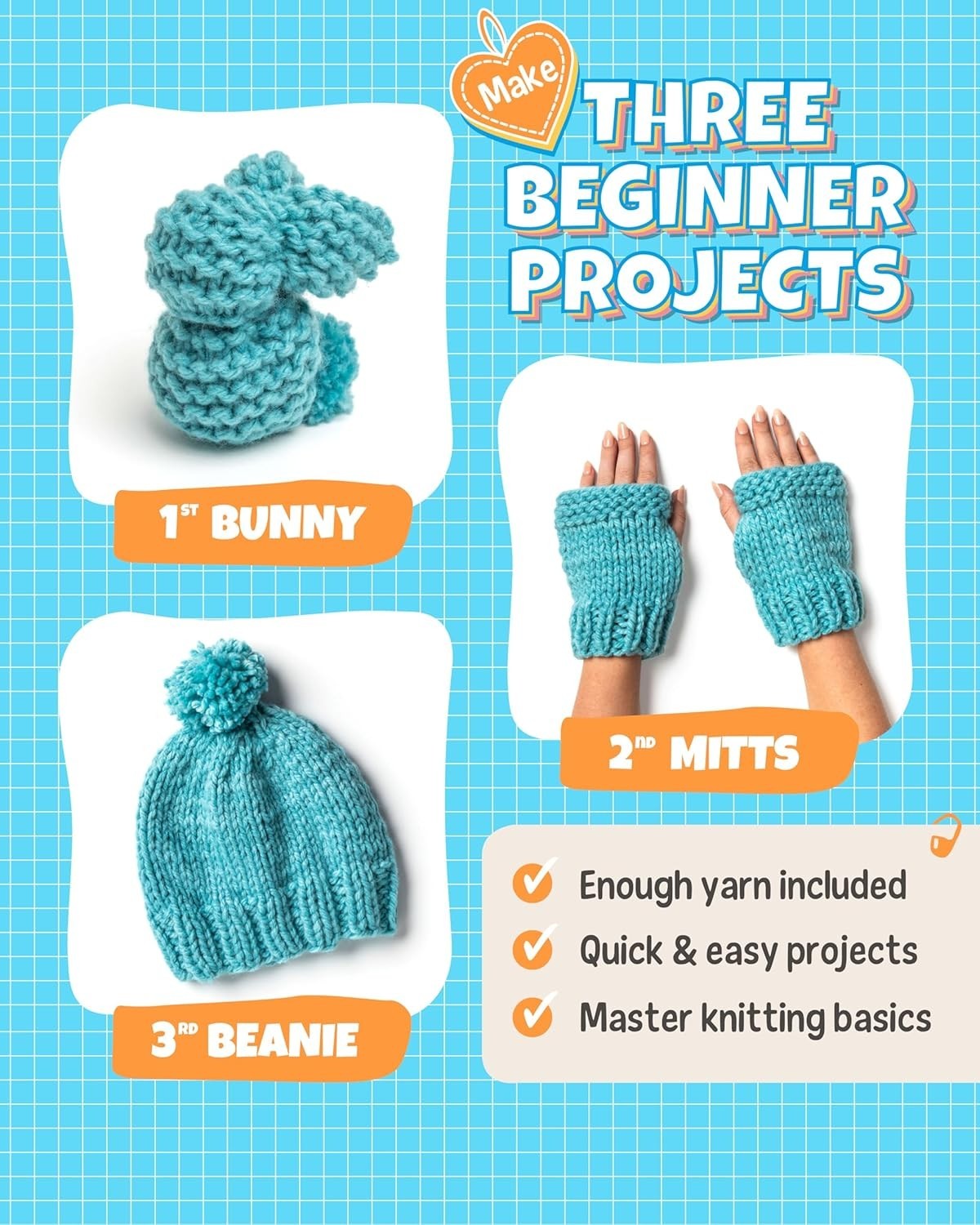 Complete Knitting Kit for Beginners - Learn to Knit Kit with Knitting Accesso...