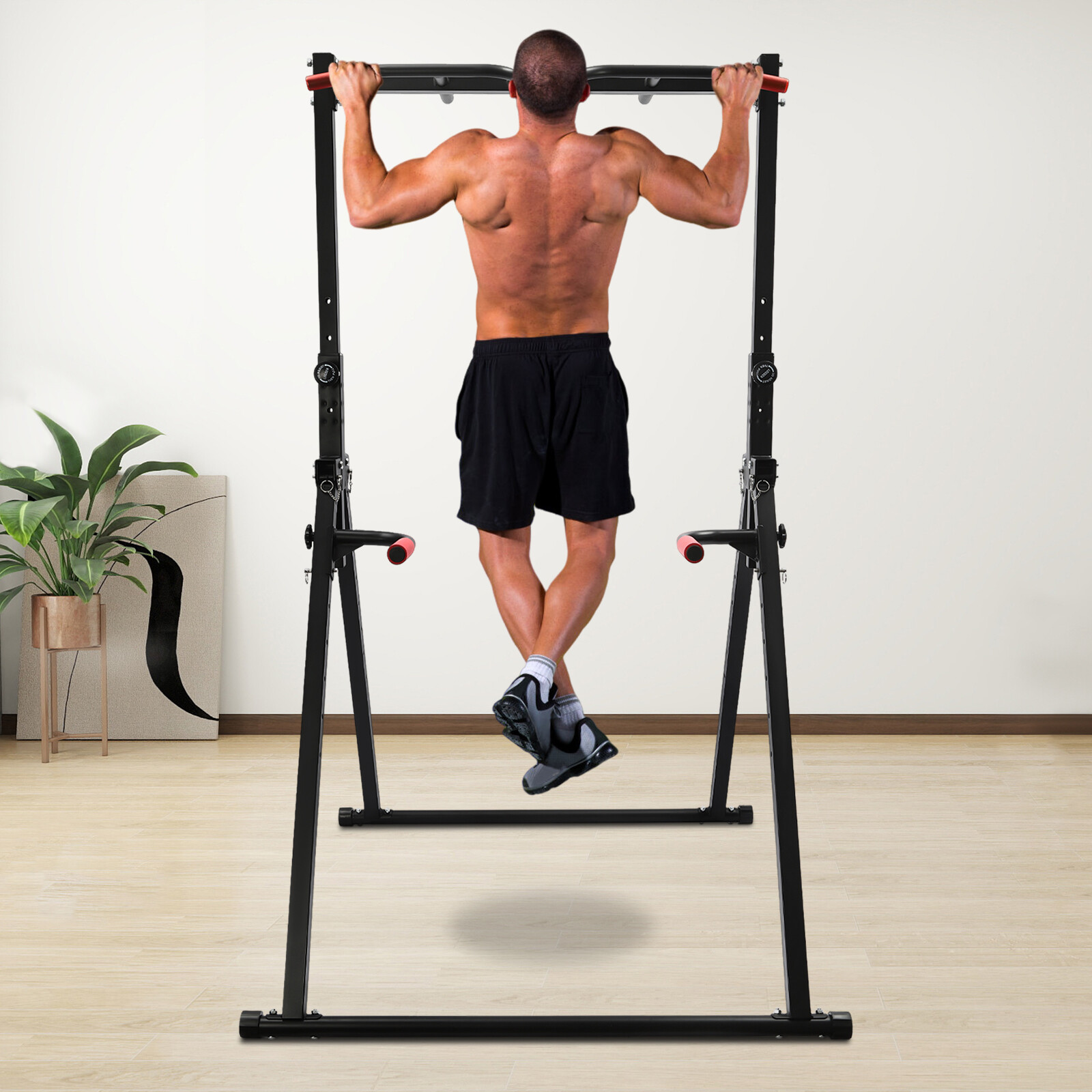 Adjustable Power Tower Dip Station Pull Up Bar, Multifunction Triangular Struct
