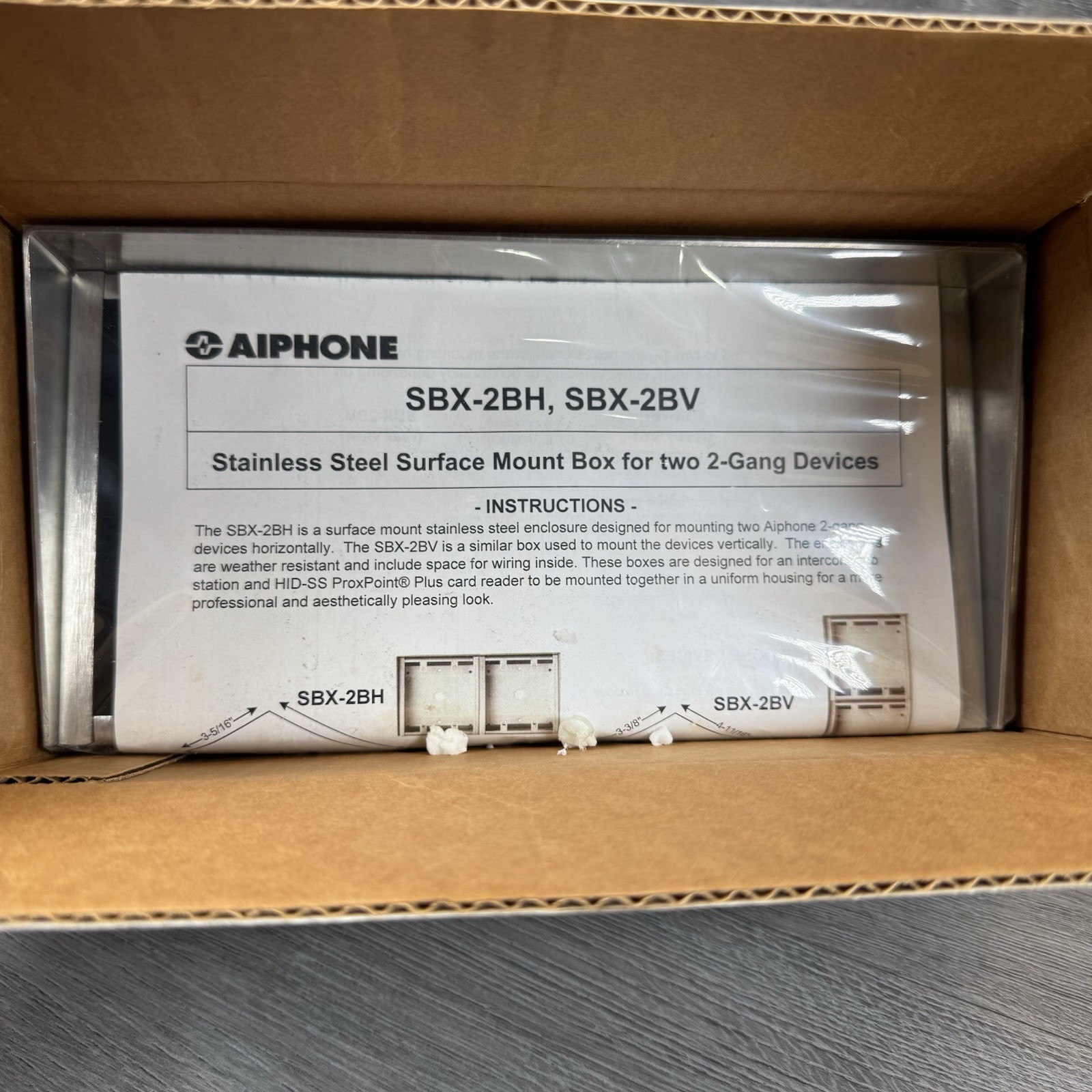 Aiphone SBX-2BH Surface Mount Stainless Steel Enclosure