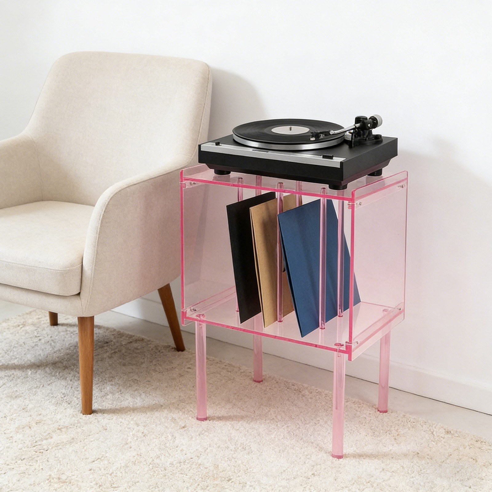 Acrylic Side Table Acrylic Record Player Stand Record Player Stand with Storage