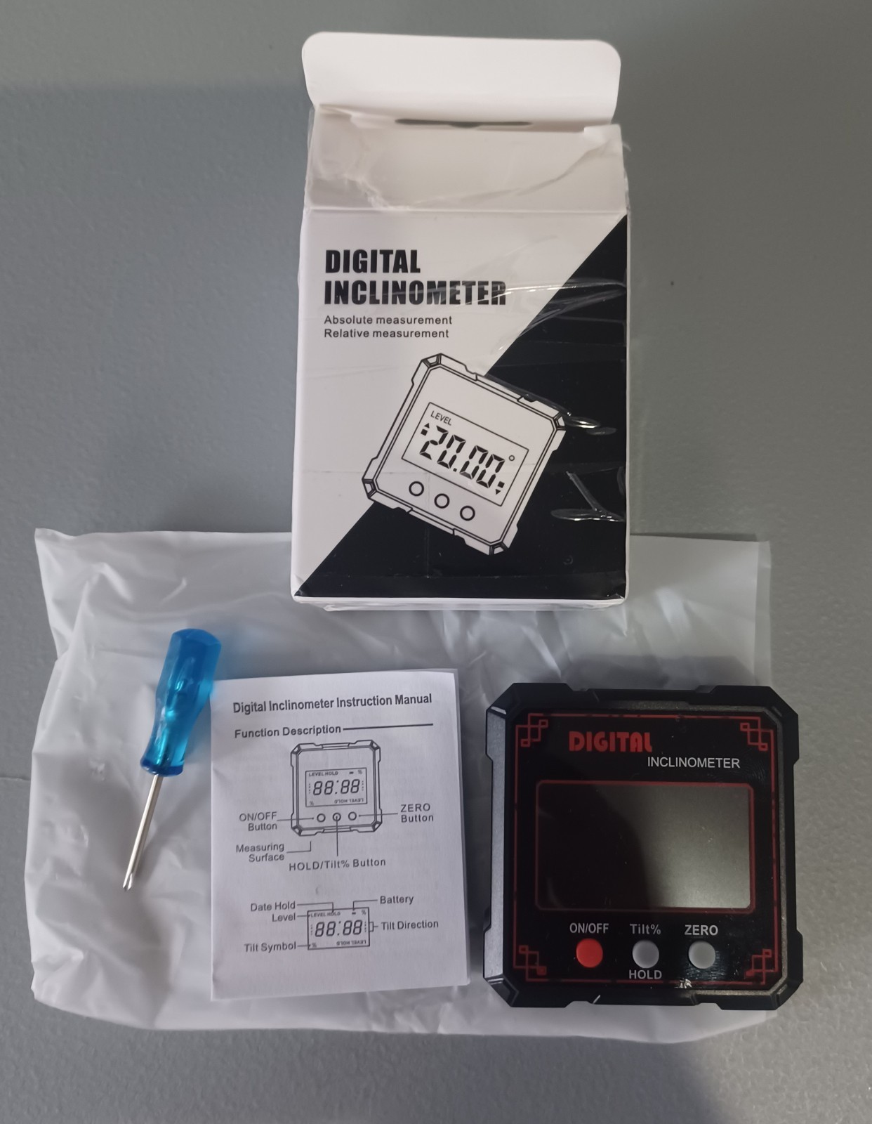 Digital Inclinometer Uses 2AAA Batteries NOT Included