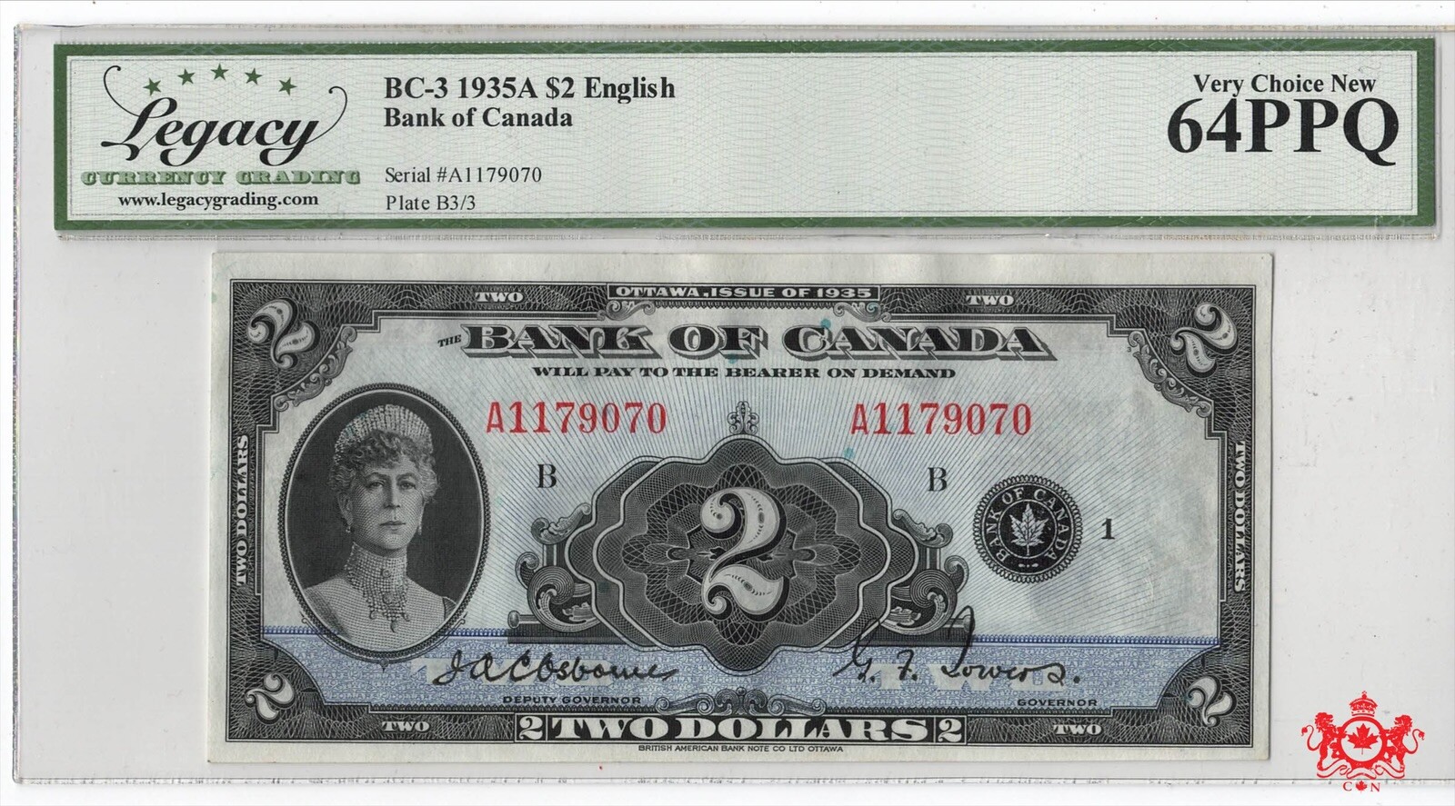 1935 Bank Of Canada 2$ English A1179070 - Legacy UNC64PPQ -