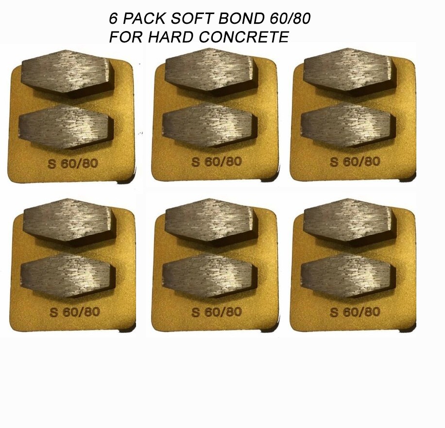 6-Pack! Husqvarna-Compatible Diamond Grinding Disc For HARD Surface, Grit 60/80