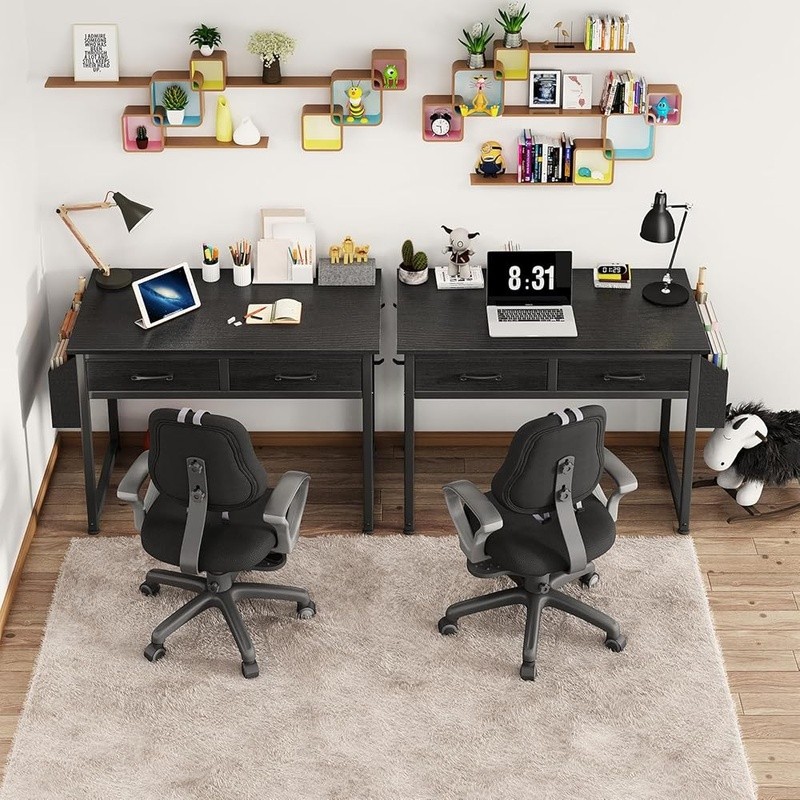 Compact Computer Desk W/ Storage Open Drawers Gaming Table Easy Assembly New