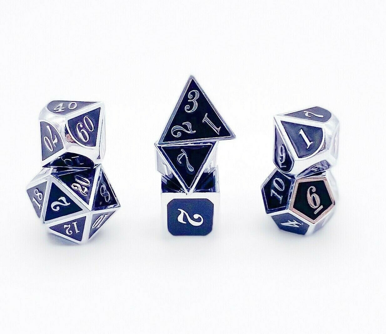 Metal Black/Purple Color Changing 7 Dice Set RPG DnD Dungeons Dragons Pathfinder