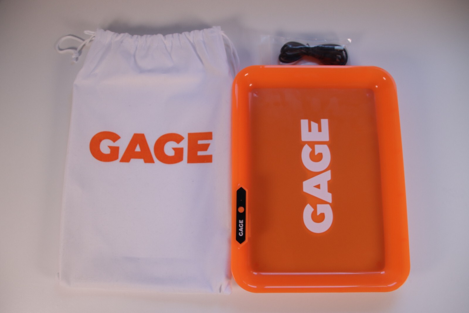 GAGE 10" x 7" LED Light-up Rolling Tray with Accessory Carrying Bag and Charger