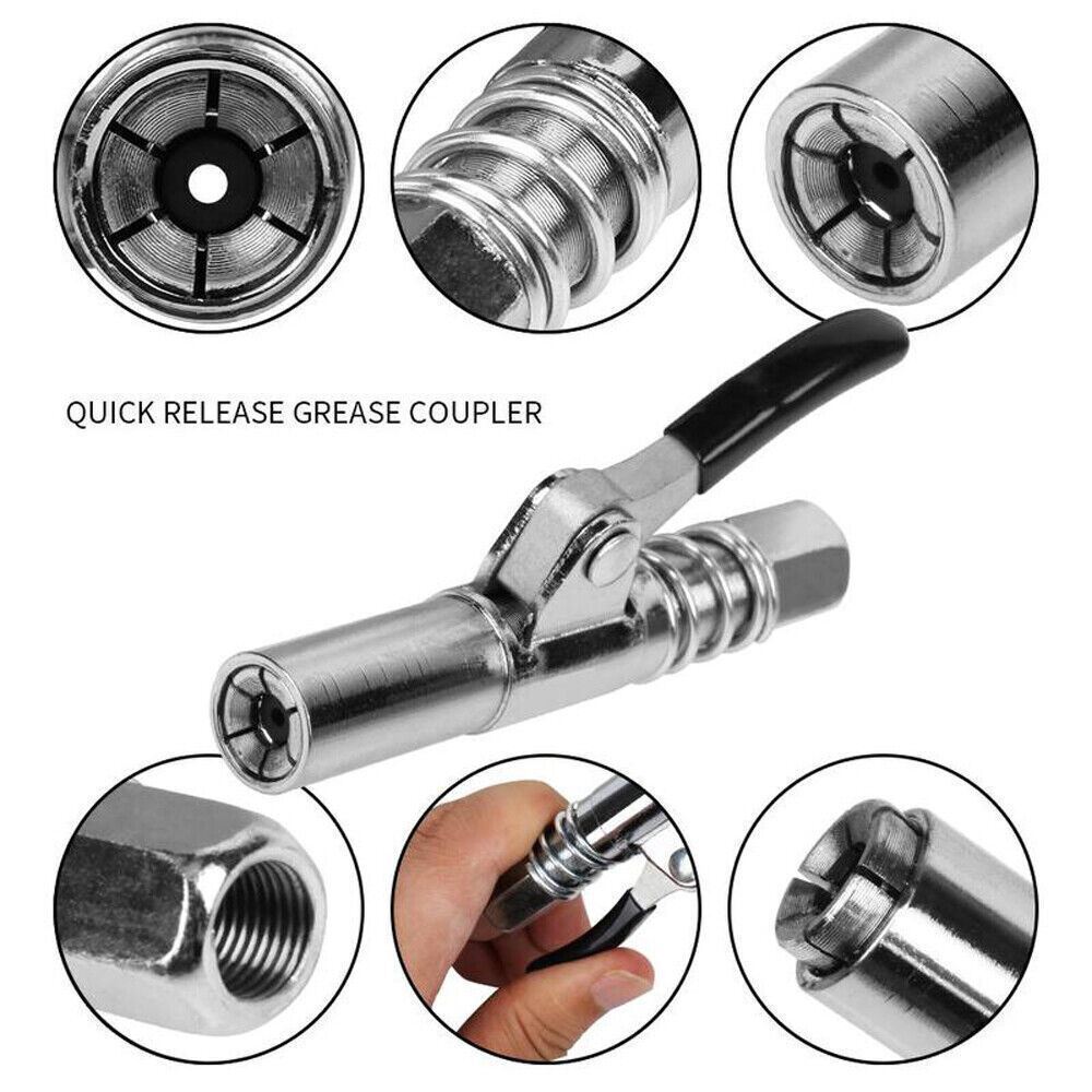 2X Grease Gun Coupler High-Pressure Quick Release Lock Oil Injection Nozzles US