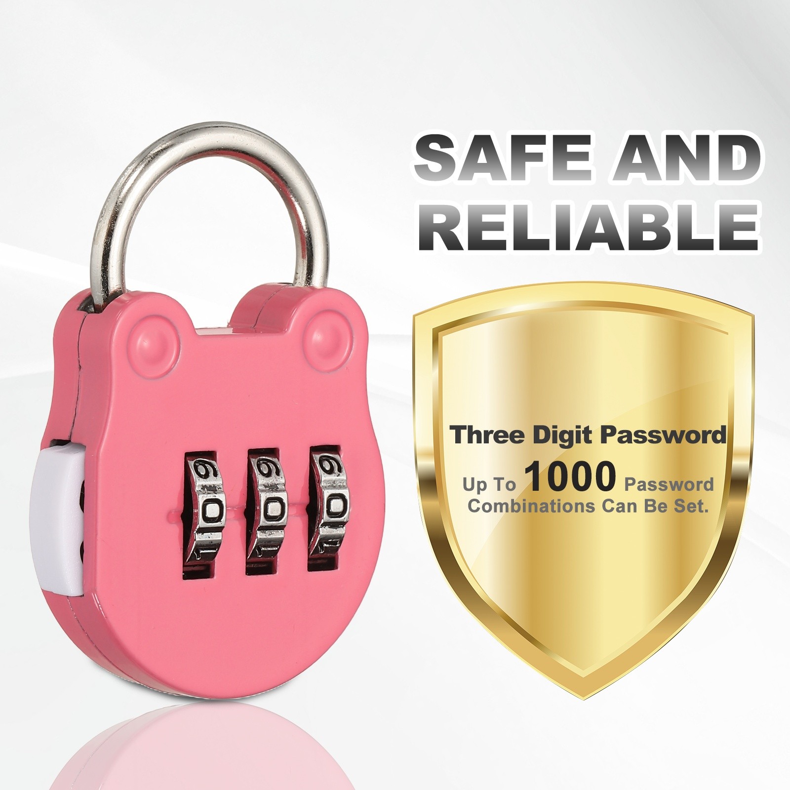 Combination Padlock (Small, Pink)(2 Pcs),Cat Shackle Code Locks