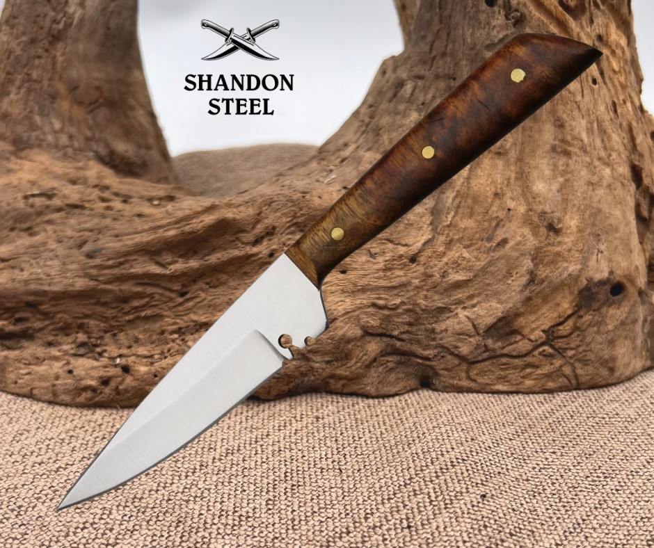Patch Fixed Knife 2.63" Full Tang Stainless Steel Blade Brown Wood Handle 3296
