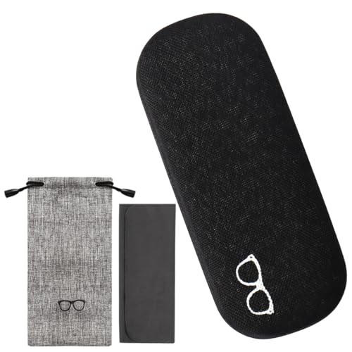 YOSE Glasses Case Hard Shell with Pouch and Cloth – Travel Sunglasses Black