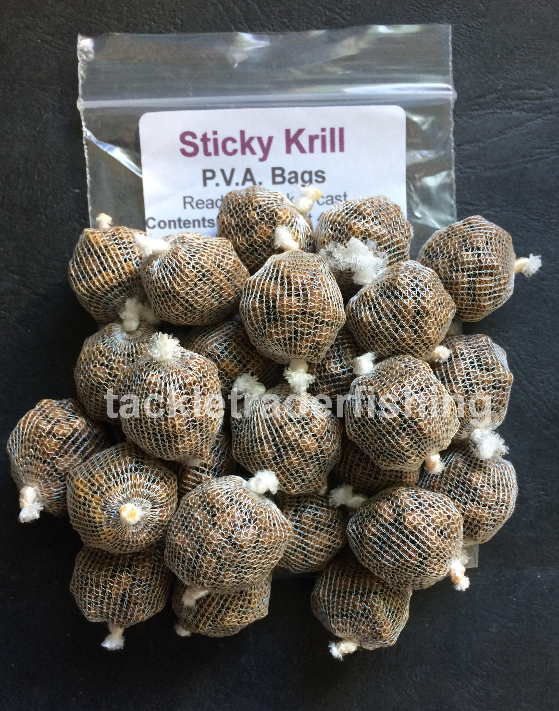 STICKY KRILL PVA BAGS - READY TO HOOK & CAST 25 x 20mm TEA BAGS OF 4mm PELLETS