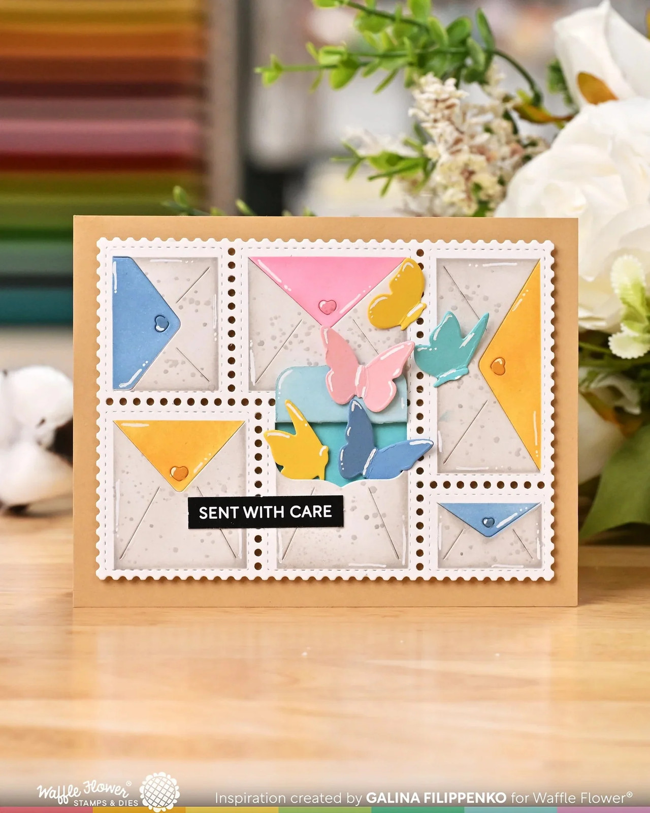 Waffle Flower Die Set - Postage Collage Envelope, 421984
