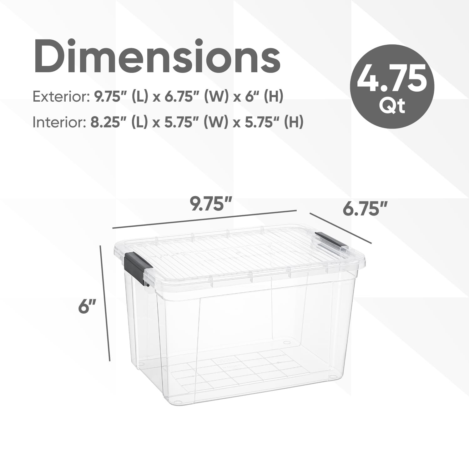Superio 4.75 Quart Clear Storage Bin Sturdy Stackable Lightweight Organizer