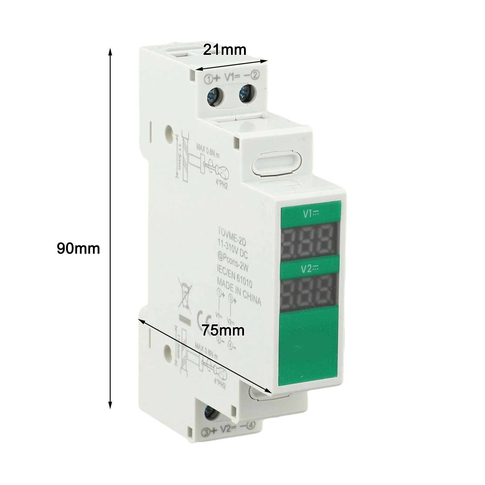 Digital Display Device for Measuring DC Voltages on For Din Rails Efficiently