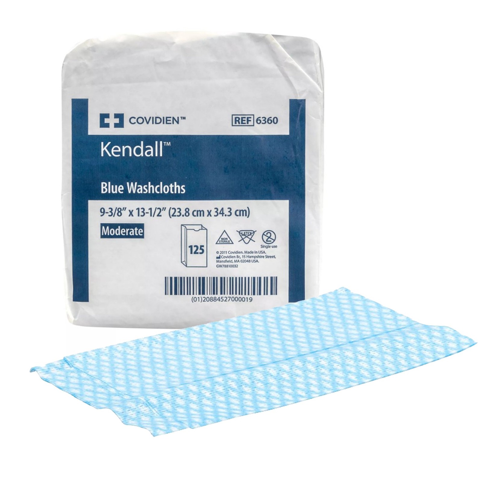 Kendall Adult Wipe or Washcloth 9-3/8 X 13-1/2 Inch 6360 1 Pack 125 Wipes