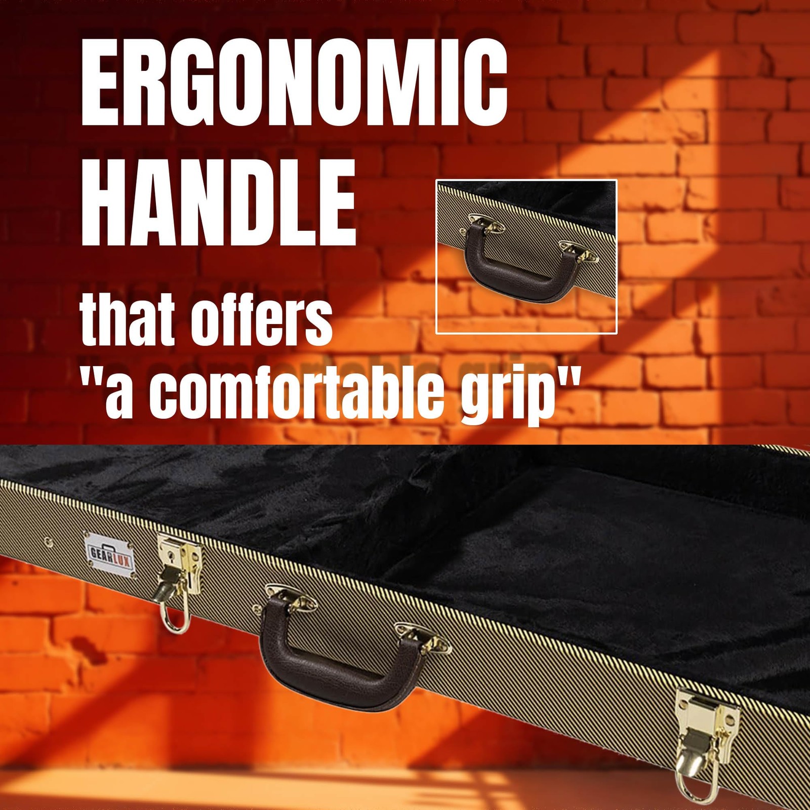 Gearlux Rectangular Electric Guitar Wooden Hard Case - Tweed