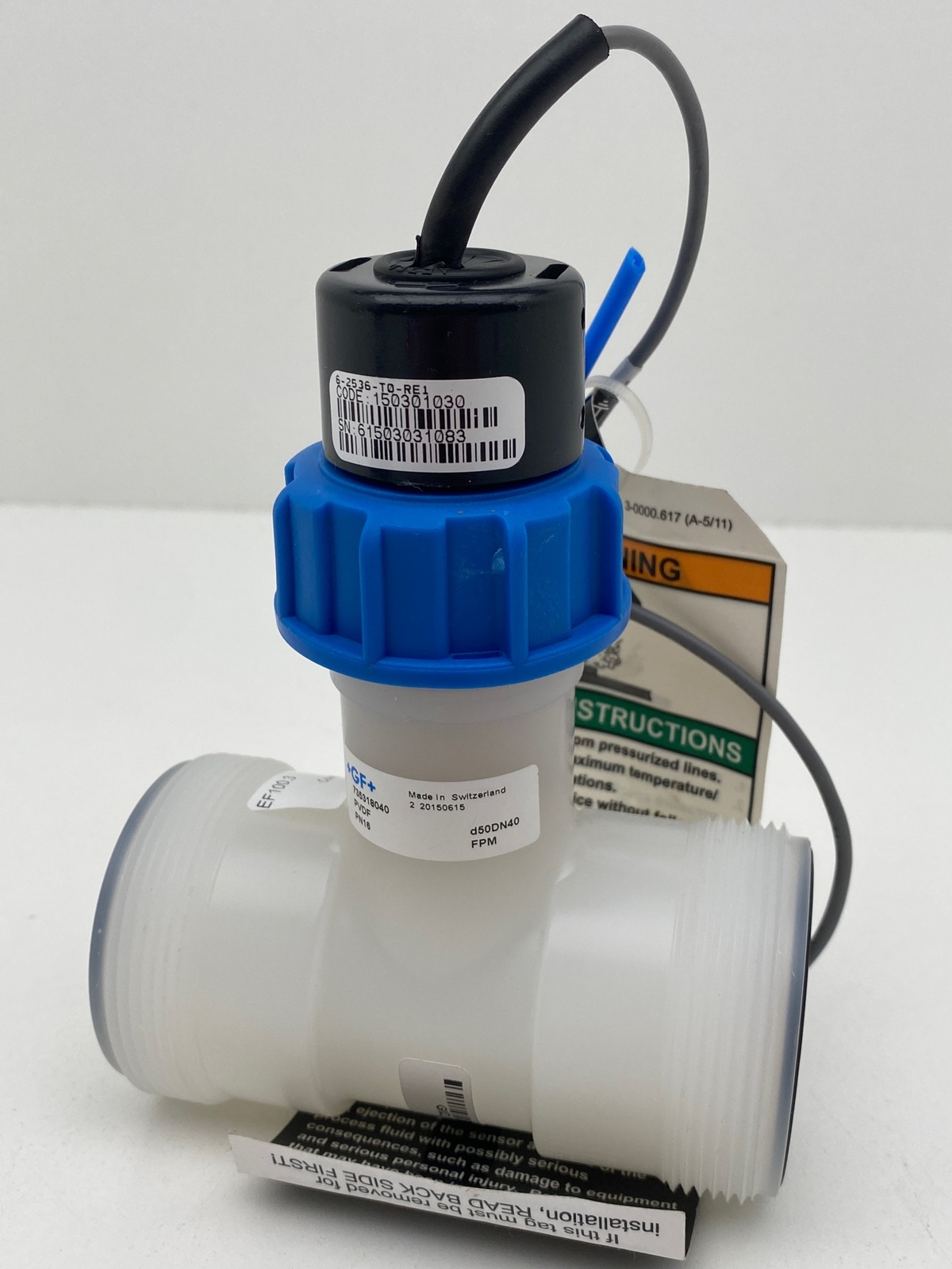Georg Fischer 6-2536-T0-RE1 / 150301030 Paddlewheel Flow Sensor w/DN40, FPM Tee