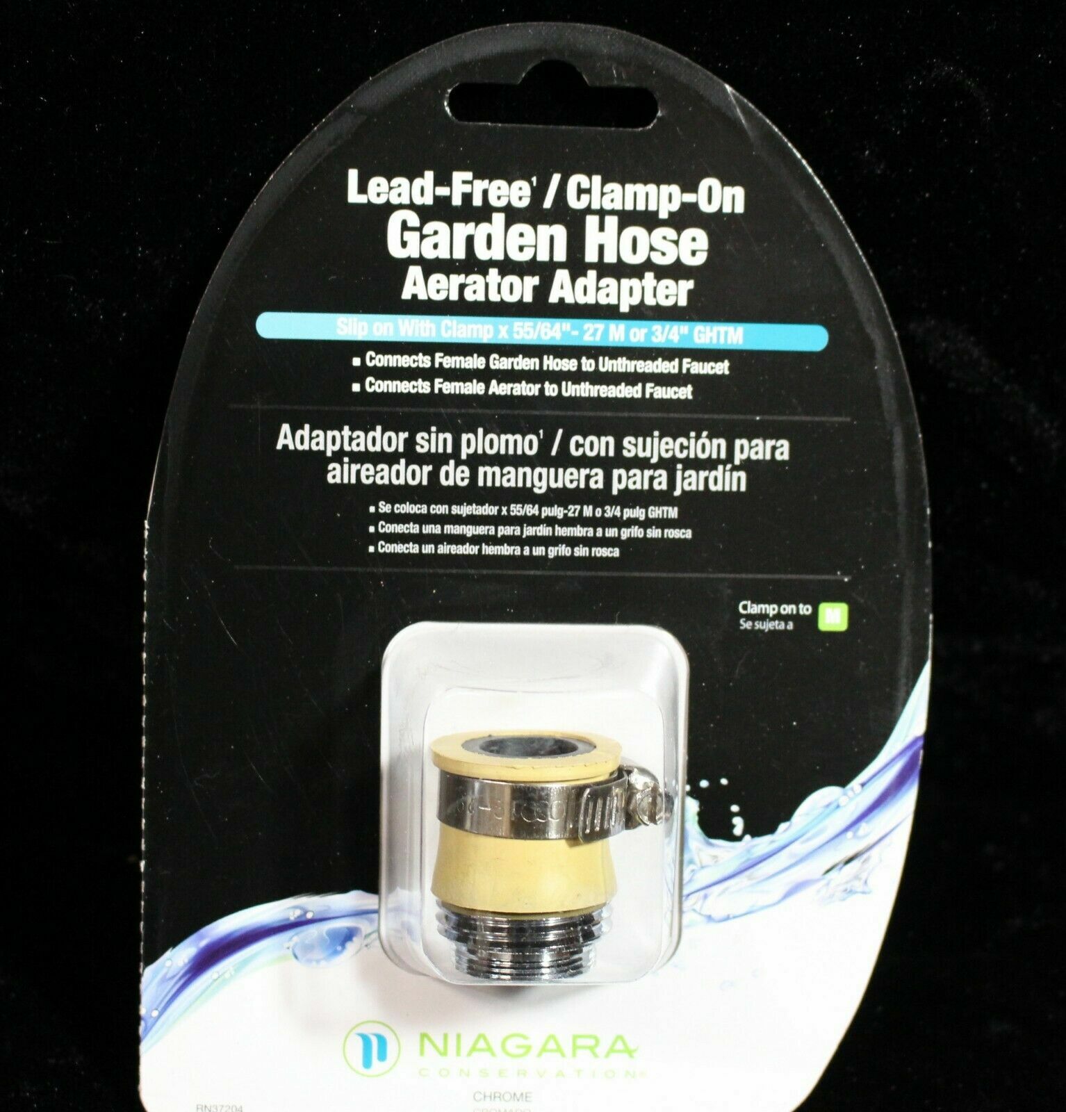 Universal Garden Hose (Clamp on) Adapter 3/4" Male Hose Thread 55/64 - 27" Male