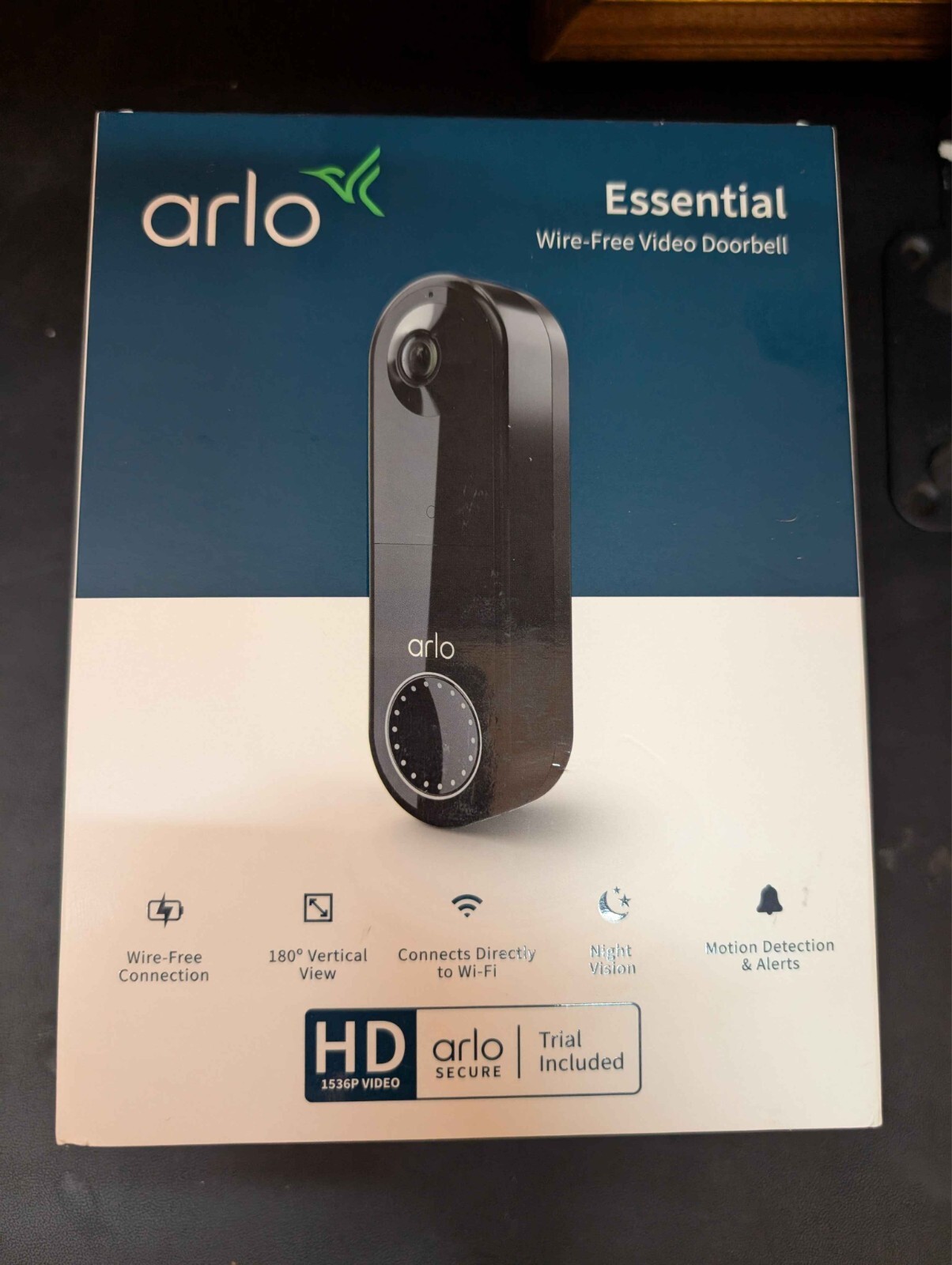 Arlo Essential Wire-Free Battery Video Doorbell HD Video 180° AVD2001B