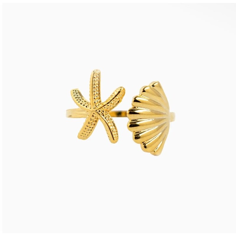 Starfish Sea Shell Open Ring