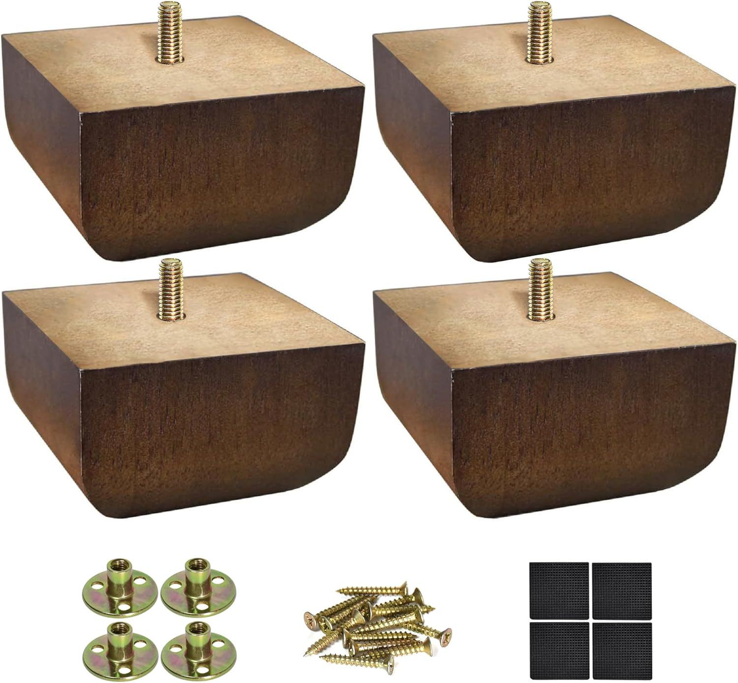 Sofa Legs Square Bed Feet 2 Inch Wood Replacement Leg for Furniture Set of 4, Da