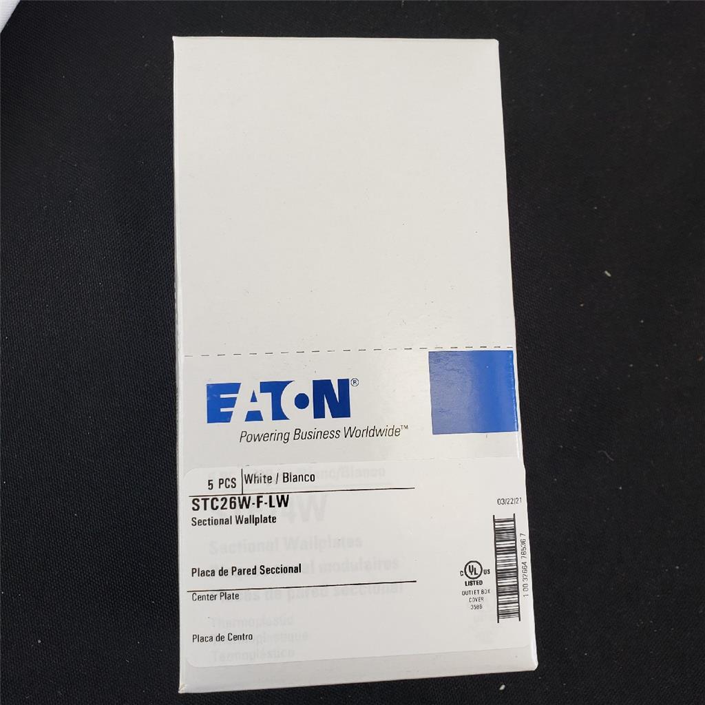 = Eaton STC26W-F-LW Sectional Wallplate White Center Plate 5 PK NEW