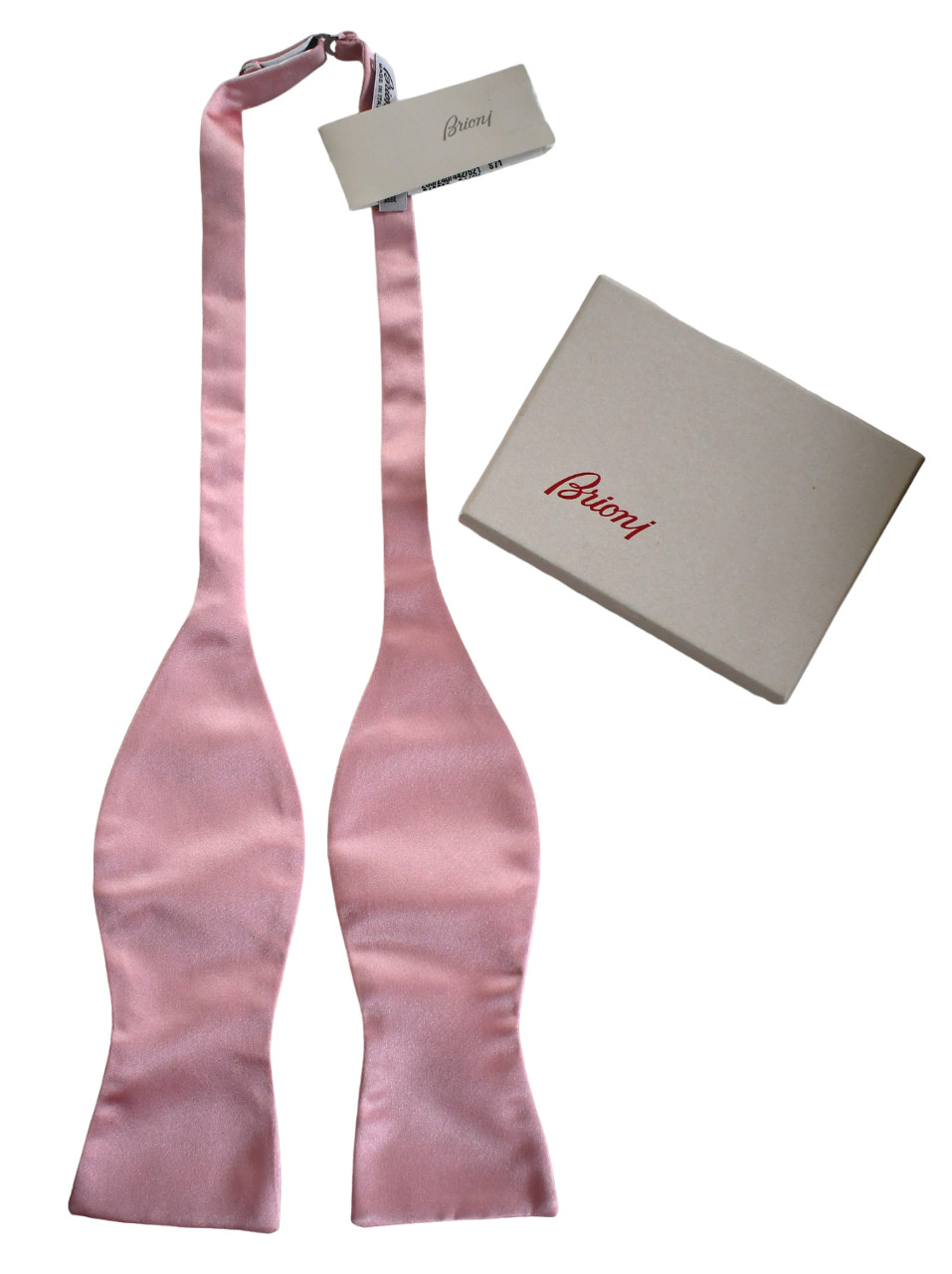 🆕️NEW Authentic BRIONI "Old Rose" Pink 100% SILK SATIN Men's SELF-TIE BOW TIE