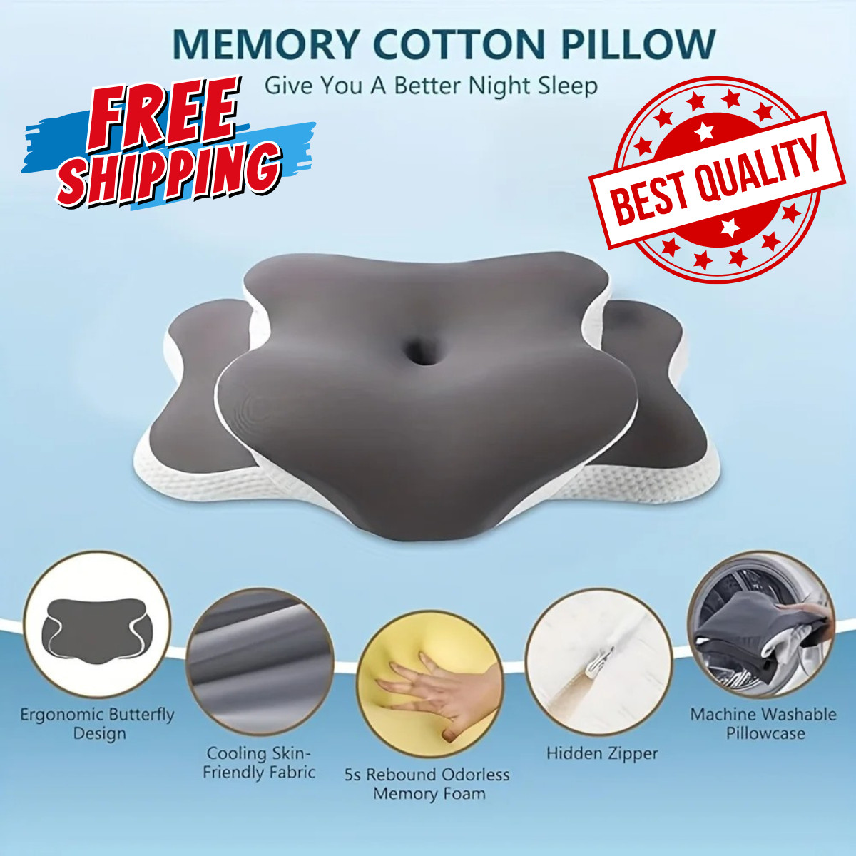 Cervical Pillow For Neck Pain Relief, Orthopedic Neck Support Pillow for Side