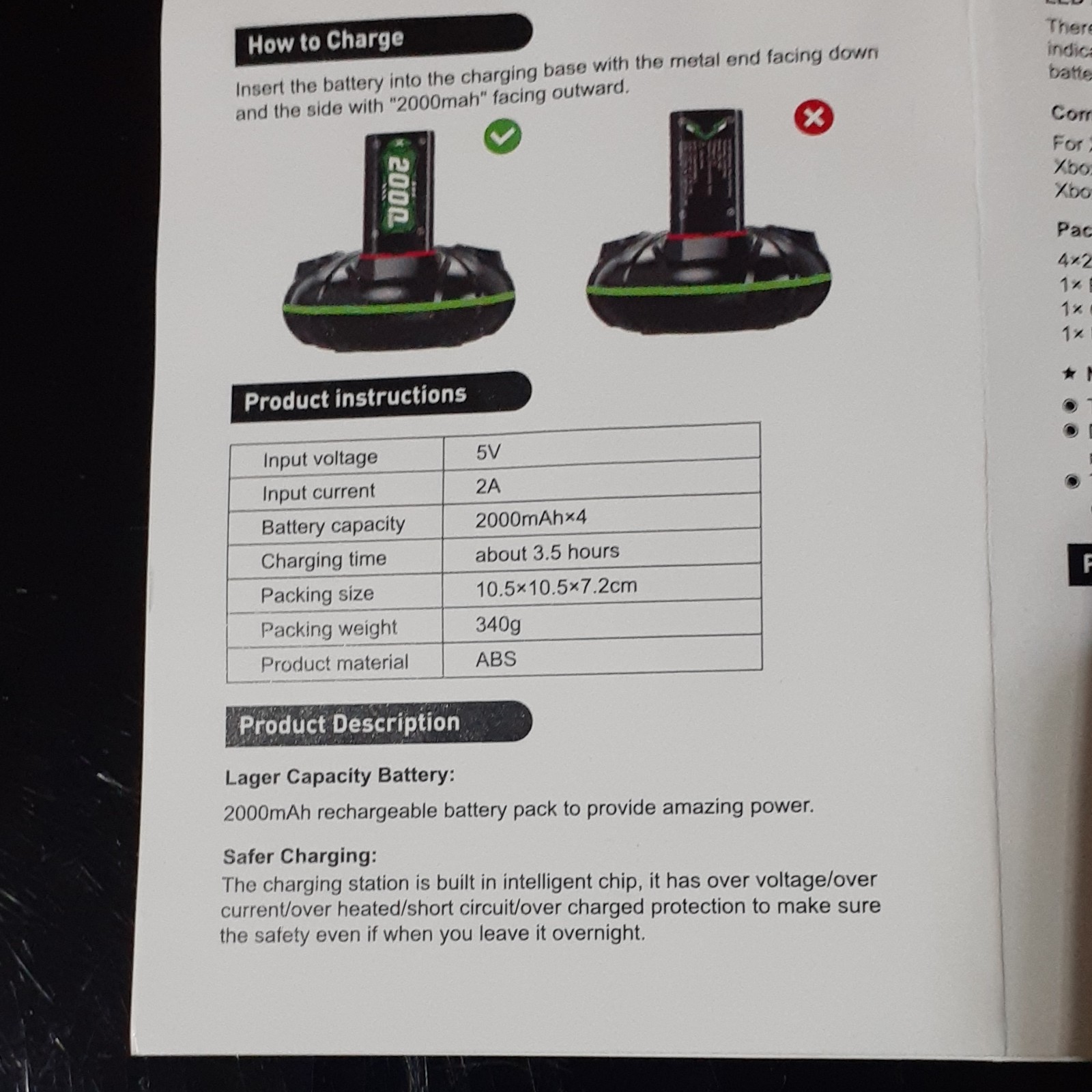 Battery Charging Station for Microsoft Xbox One/X/Elite Battery Controllers.