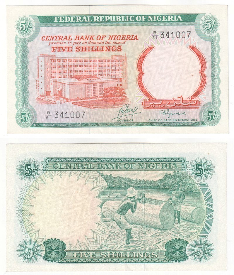 NIGERIA 5 Shillings Banknote (1968) P.10b - UNC
