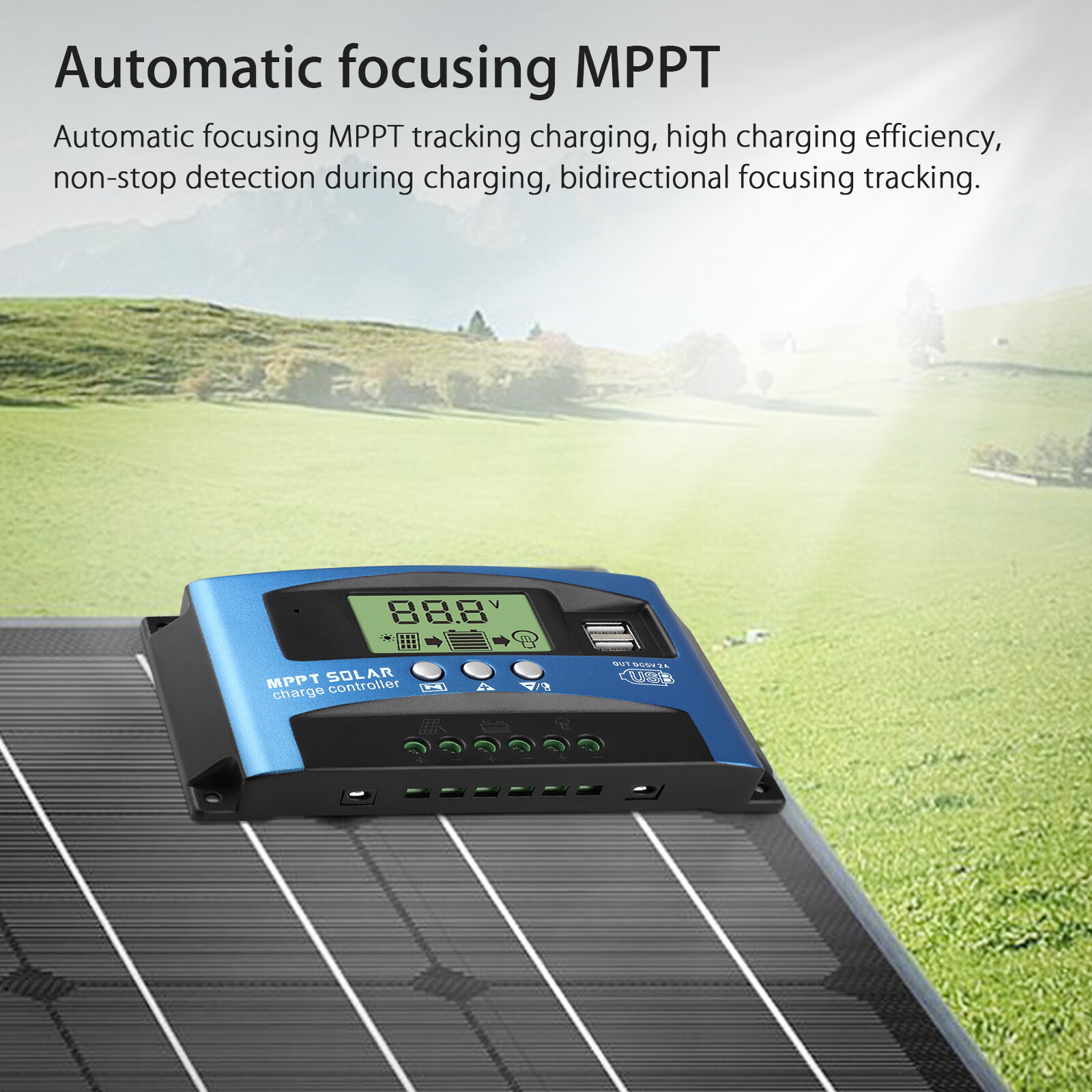 100A MPPT Solar Panel Regulator Charge Controller 12/24V Auto Focus Tracking New