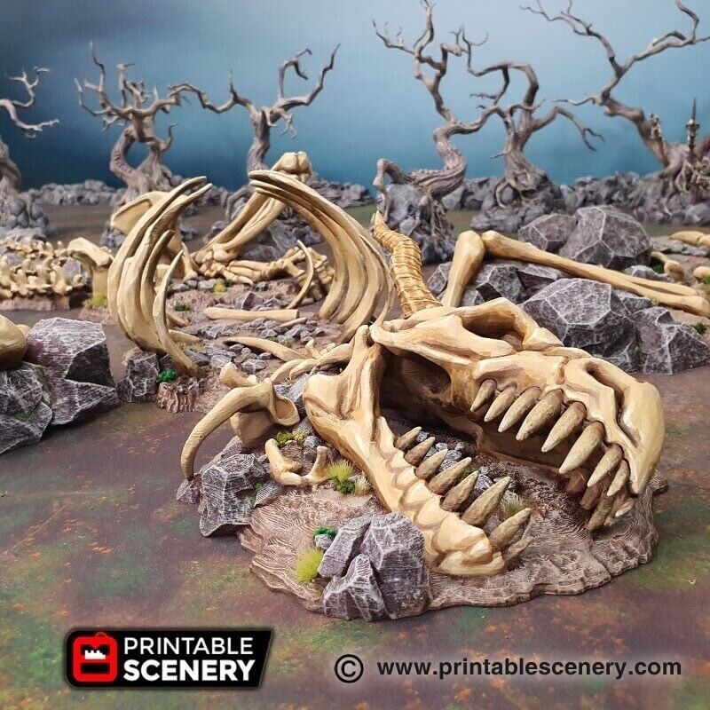 Dragon Graveyard Terrain, Scatter Terrain, Dungeon Master, Bone, (28mm)