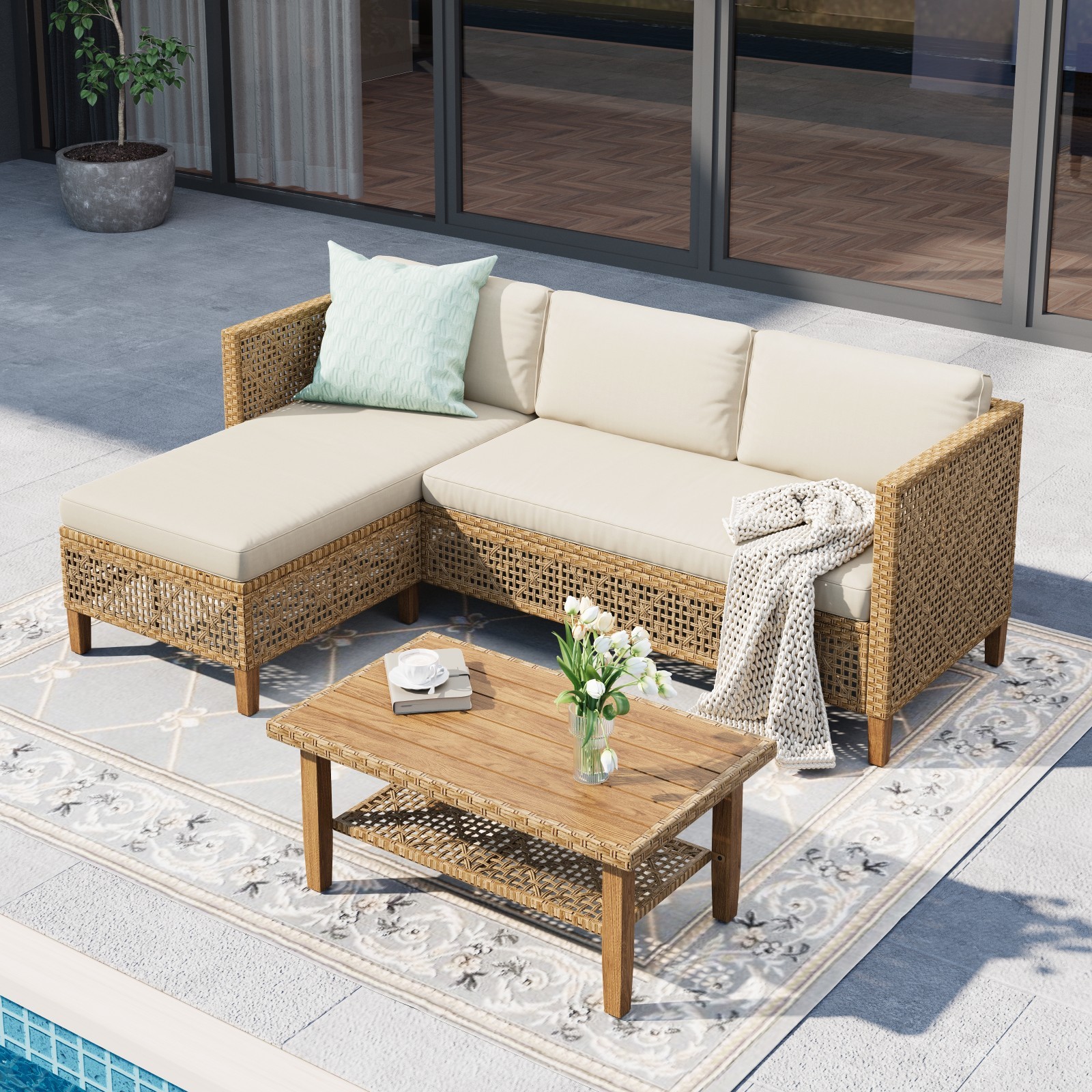 Rattan Furniture Outdoor Furniture Patio Conversation Set Outdoor Wicker Sofa